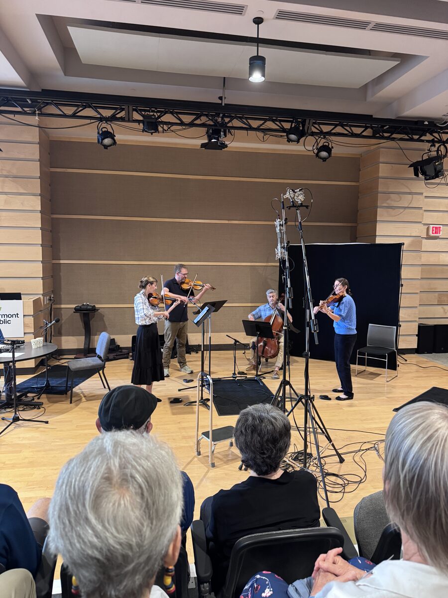 Skylark quartet performing live in a studio setting