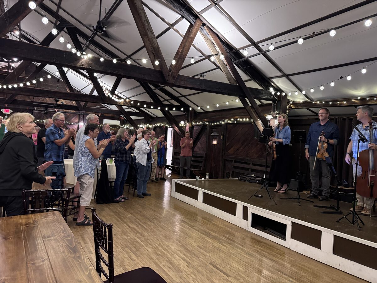 Skylark on stage to an applauding audience